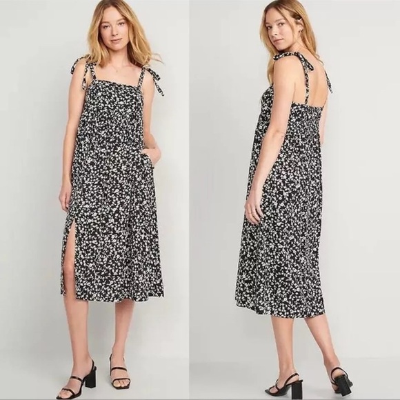 Old Navy | Wear Everywhere Tie-Shoulder Floral-Print Midi Swing Dress | 3X - Picture 1 of 11